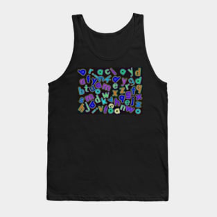 Jumbled Multi Coloured Letters Dark Tank Top